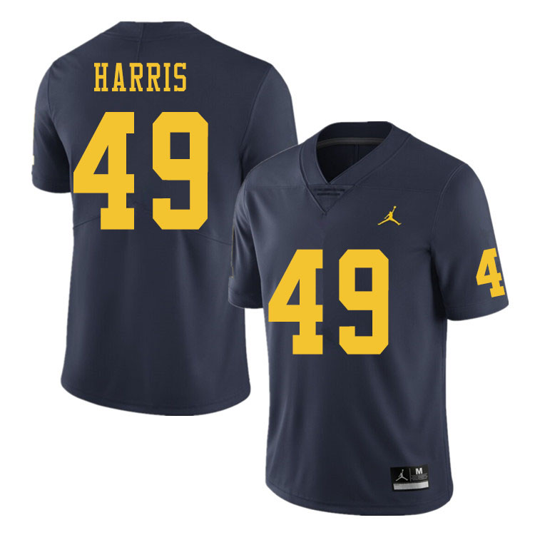 Men #49 Keshaun Harris Michigan Wolverines College Football Jerseys Sale-Navy
